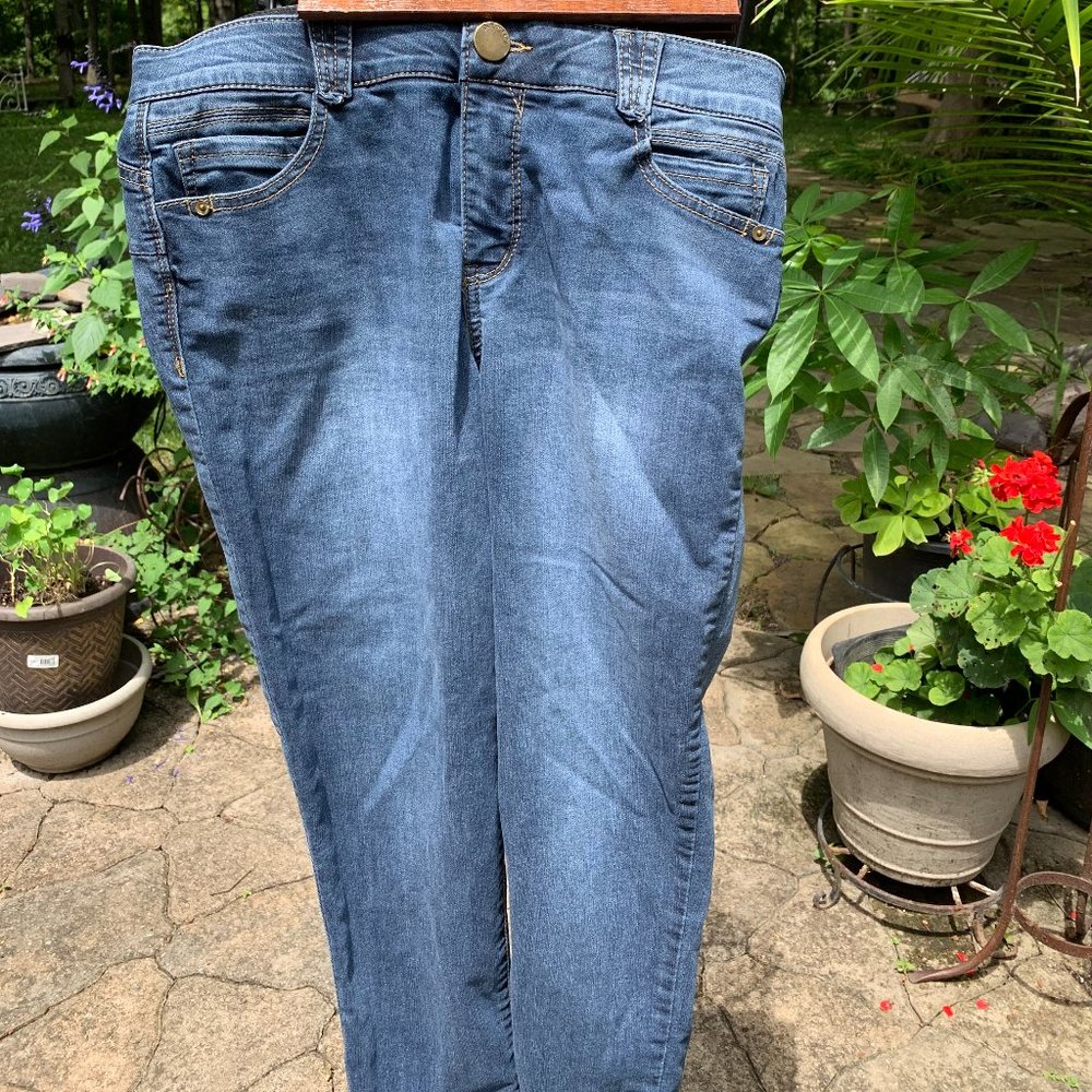 Democracy Ab Solution Stonewashed Straight Leg Blue Jeans - Size 12